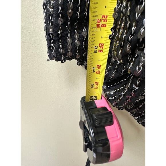 NWT Boohoo Size 14 Black Sequin Puff Sleeve Draped Mini Birthday Dress Party - Picture 12 of 16